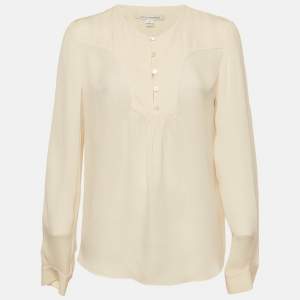 Pre Owned بلوزة ديان فون فرستنبرغ حرير بيج مقاس متوسط (ميديام)