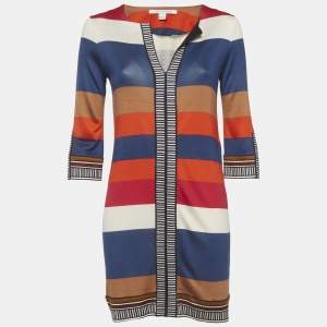 Pre Owned فستان ديان فون فرستنبرغ قصير متعدد الألوان مطبوع صغير