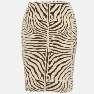 مملوكة مسبقًا Diane Von Furstenberg Vintage Brown Zebra Velvet Pencil Skirt S