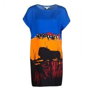 Pre Owned Diane Von Furstenberg Multicolor Lion Landscape Print Harriet Dress XS