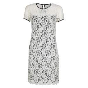 Diane Von Furstenberg Monochrome Floral Lace Barbie Dress S