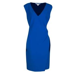 Pre Owned Diane Von Furstenberg Blue Sleeveless Fitted Megan Dress XL