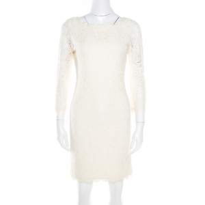Diane Von Furstenberg Cream Long Sleeve Zarita Lace Dress S