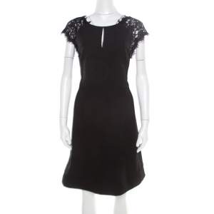 Diane von Furstenberg Black Floral Lace Bodice Detail Maddie Dress L