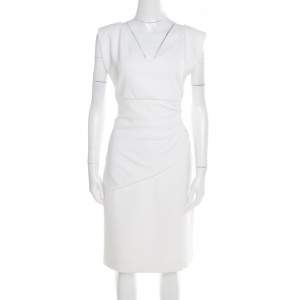 Pre Owned Diane Von Furstenberg Off White Sleeveless Bevin Sheath Dress M