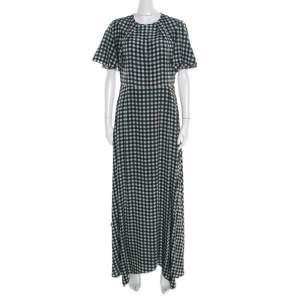Pre Owned Diane von Furstenberg Multicolor Gingham Checked Silk Maxi Dress M