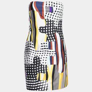 Pre Owned Diane Von Furstenberg Multicolor Optic Plaid Print Maria Strapless Mini Dress S