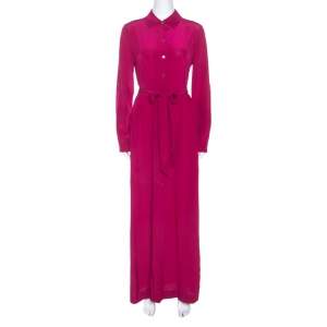 Pre Owned Diane Von Furstenberg Pink Silk Amina Shirt Dress S