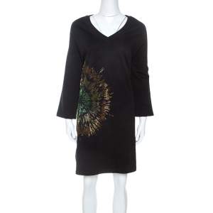 Pre Owned Dries Van Noten Black Jersey Embellished Sweatshirt Dress M
