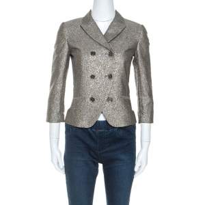 Pre Owned Diane Von Furstenberg Metallic Wool Little M Tweed Blazer XS