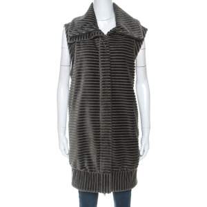 Pre Owned Diane Von Furstenberg Grey Velvet Zip Front Vest L