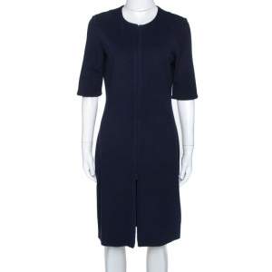 Pre Owned Diane Von Furstenberg Navy Blue Zipper Detail Saturn Dress L