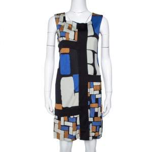 Diane von Furstenberg Color Block Print Silk Mondrian Shift Dress S