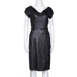 Diane von Furstenberg Black Lurex Wool Blend Ellen Marie Dress S