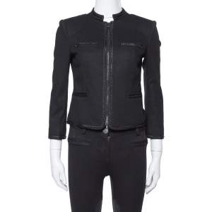 Pre Owned Diane Von Furstenberg Black Felted Wool Roccoco Jacket S