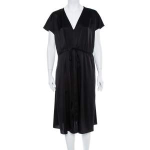 Diane Von Furstenberg Black Cardea Satin Tie Detail Dress M
