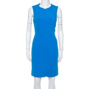 Diane Von Furstenberg Blue Knit Parquet Sailor Fitted Dress M