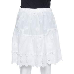 Diane Von Furstenberg White Eyelet Cotton Sadey Skirt XS