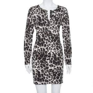 Pre Owned Diane Von Furstenberg Black Animal Printed Knit Reina Dress XL