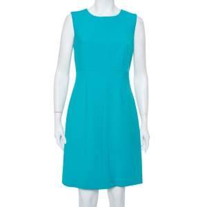 Pre Owned Diane Von Furstenberg Turquoise Blue Knit Sleeveless Sheath Carrie Dress M