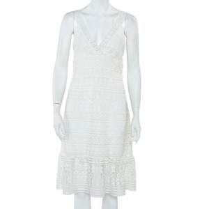 Diane Von Furstenberg White Guipure Lace Plunge Neck Tiana Dress M