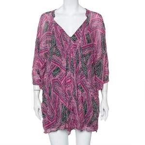 Pre Owned Diane Von Furstenberg Pink Printed Silk Fleurette Mini Dress XS