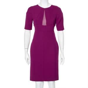 Diane Von Furstenberg Purple Crepe Paneled Wilma Midi Dress S