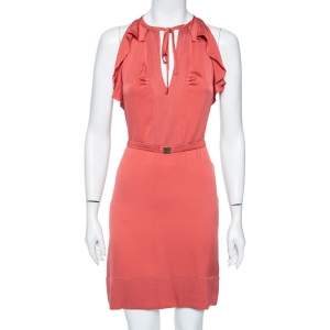 Pre Owned Diane Von Furstenberg Dusky Coral Silk Short Berit Dress M 