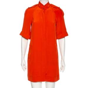 Pre Owned Diane von Furstenberg Orange Silk Jafartha Mini Dress S