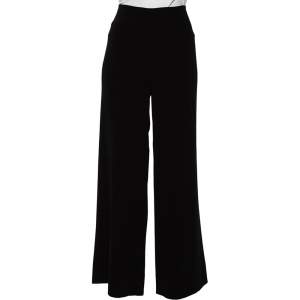 Pre Owned Diane von Furstenberg Black Crepe Preston Wide Leg Trousers L