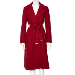 Diane von Furstenberg Red Wool Mikhaila Belted Coat S