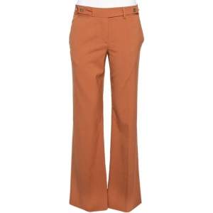 Pre Owned Diane Von Furstenberg Brown Wool Flared Leg Fimby Trousers S