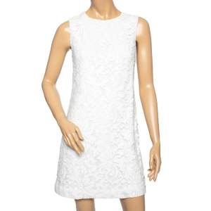 Pre Owned Diane von Furstenberg White Sequin Embellished Lace Kaleb Dress S