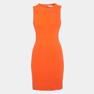 Pre Owned Diane von Furstenberg Orange Stretch Knit Reona Sheath Dress S