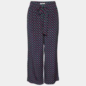 Pre Owned Diane Von Furstenberg Multicolor Chain Printed Silk Denise Pants M