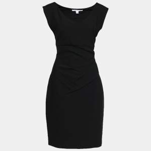 Pre Owned Diane Von Furstenberg Black Gathered Detail Bevin Sheath Dress L