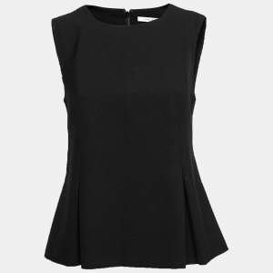 Pre Owned Diane Von Furstenberg Black Knit Sleeveless Peplum Top L