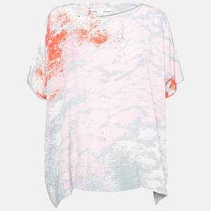 Pre Owned Diane von Furstenberg Grey & Pink Dream Cloud Print Silk New Hanky Top S