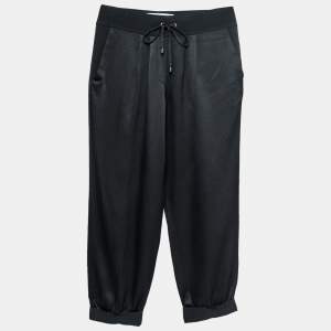 Pre Owned Diane von Furstenberg Black Silk Drawstring Pants XS