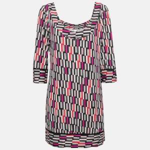 Pre Owned Diane von Furstenberg Multicolor Printed Silk Long Sleeve Dress XL