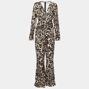 Diane von Furstenberg Brown Animal Print Silk Jersey Melinda Jumpsuit L