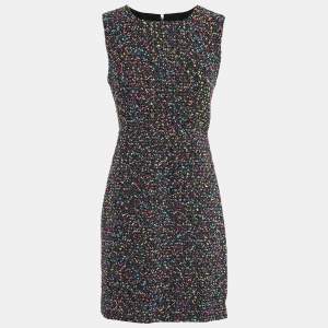 Pre Owned Diane von Furstenberg Black Multicolor Dot Tweed Carrie Dress S
