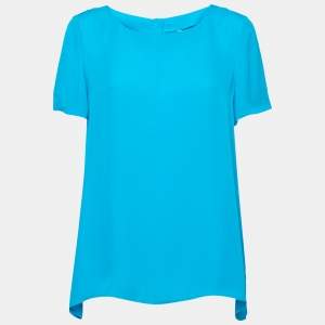 Pre Owned Diane von Furstenberg Blue Silk Maggy Top M