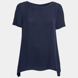 Diane Von Furstenberg Navy Blue Silk Maggy Blouse M
