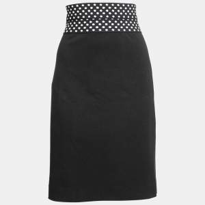 Diane Von Furstenberg Black Knit Dotted Waistband Detail Elsa Skirt M