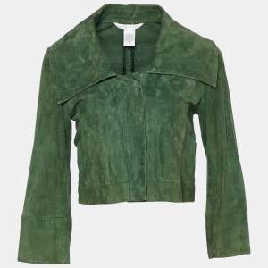 Diane Von Furstenberg Green Suede Cropped Silas Jacket M