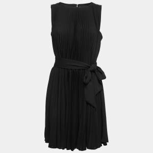 Diane Von Furstenberg Black Crepe Pleated Delaney Midi Dress M