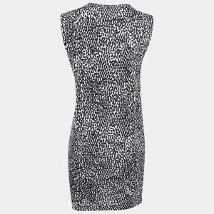 Diane Von Furstenberg Black Printed Jersey Silk Twist Detail Dress S