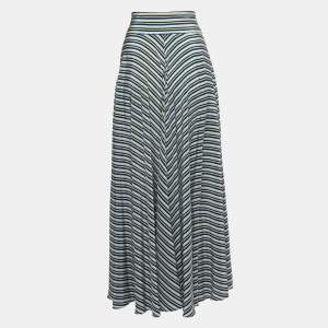 Diane Von Furstenberg Multicolor Striped Crepe High Waist Maxi Skirt S