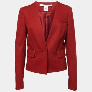 Pre Owned Diane Von Furstenberg Brown Wool Single Button Blazer M
